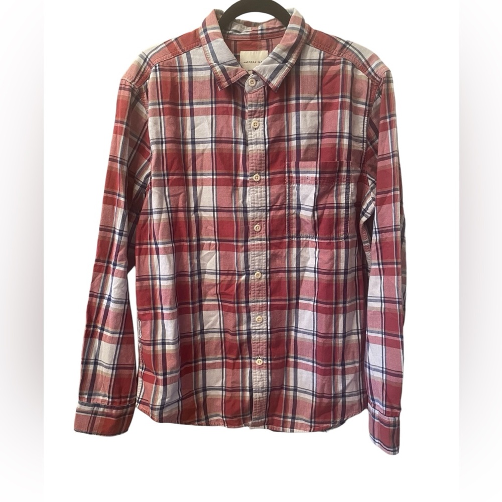 American Eagle NWT red and blue plaid shirt size L